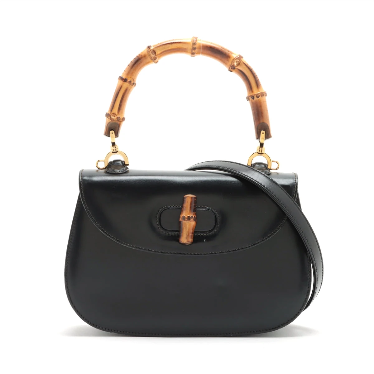 大幅値下げ中！！美品✨ グッチ バンブー ブラック レザー 革 腕掛け A4◎ GUCCI グッチ デイリー バンブー ショルダーバッグ レザー