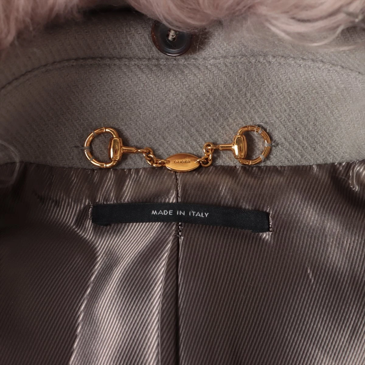 グッチ 11年 コットン×ウール コート 42 グレー 268437 ファー