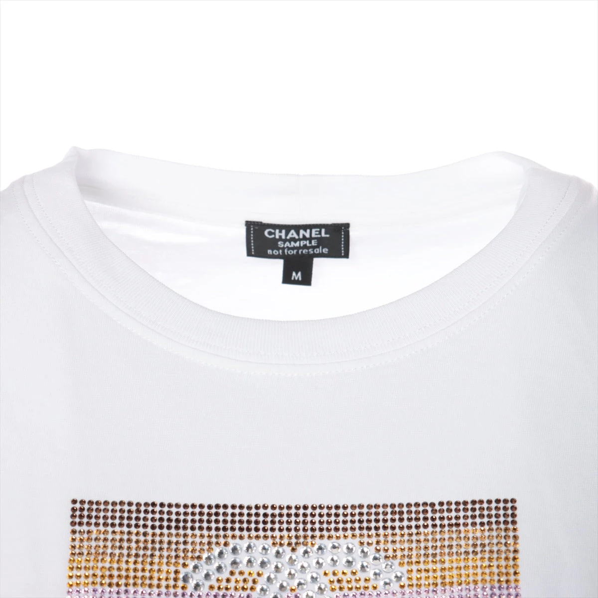 CHANEL ホワイト Tシャツ Mサイズ ストーン装飾 Chanel White T Shirt Size 36 With Rhinestones CC logo | eBay