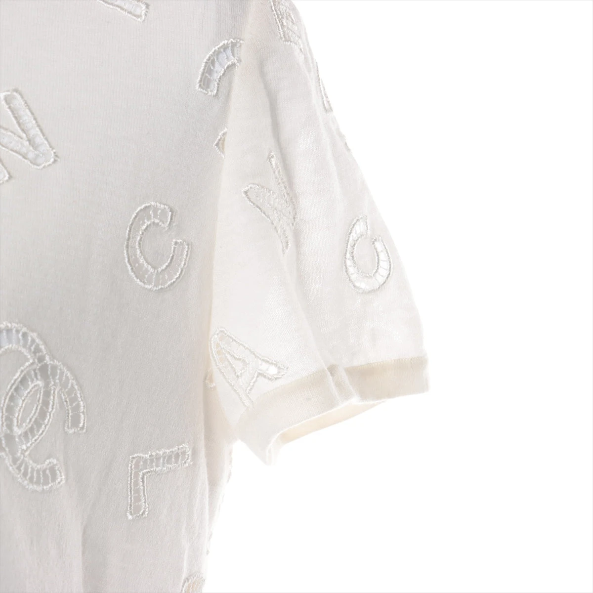 シャネル ココマーク コットン×カシミヤ Tシャツ 34 アイボリー