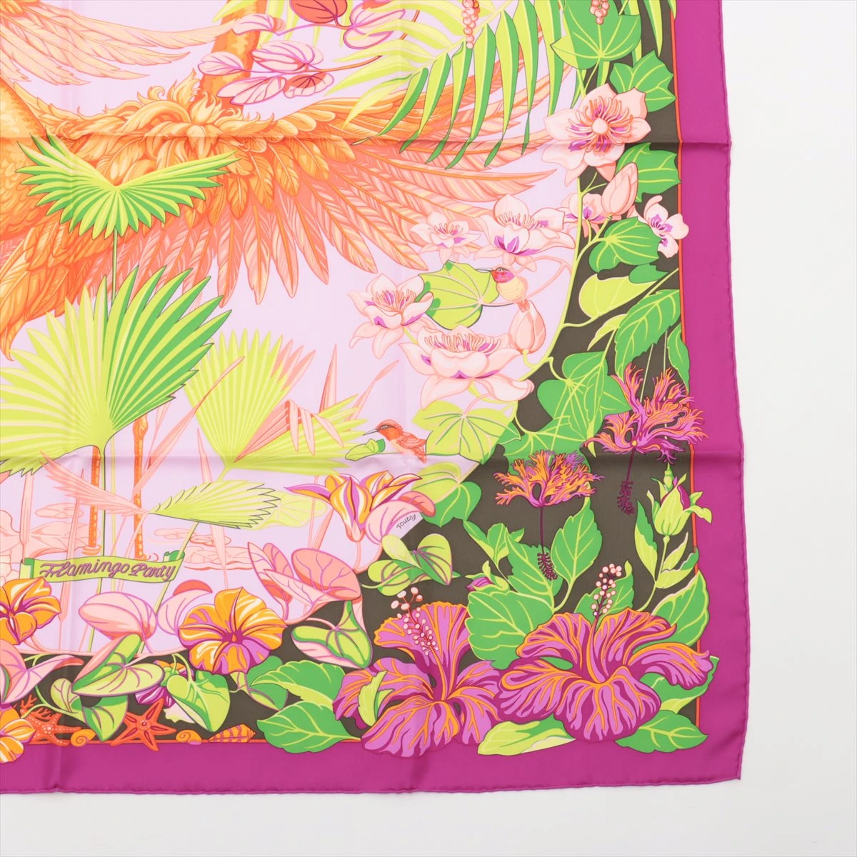エルメス カレ90 FLAMINGO PARTY フラミンゴパーティ スカーフ シルク