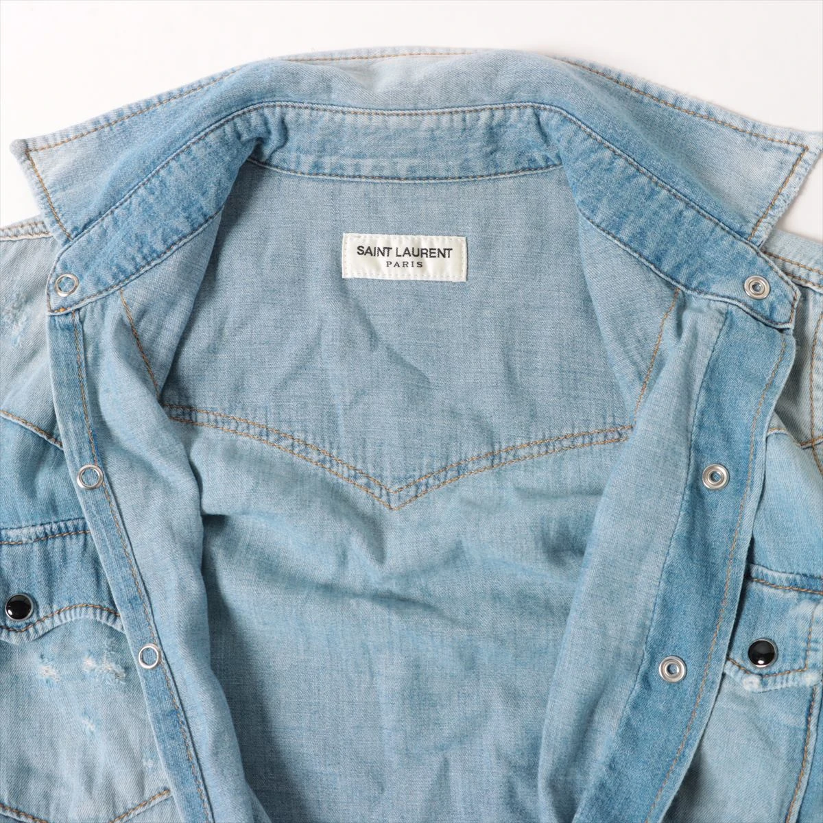 サンローランパリ 18年 コットン デニムシャツ S メンズ ブルー 560476