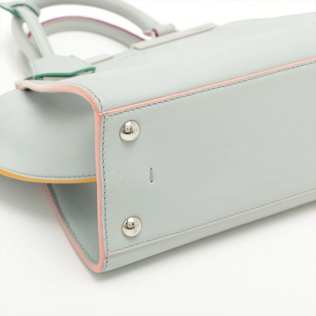 フェンディ プチトロワジュール レザー 2WAYハンドバッグ ブルー