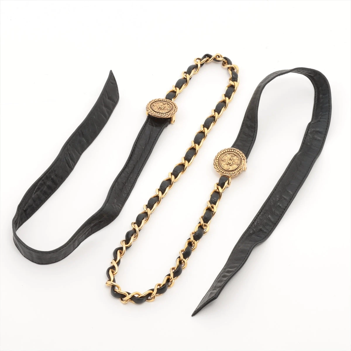 CHANEL シャネル ベルト ココマーク ロゴ ゴールド レザー ブラック CHANEL 【超美品】シャネル ココマーク レディース ベルト