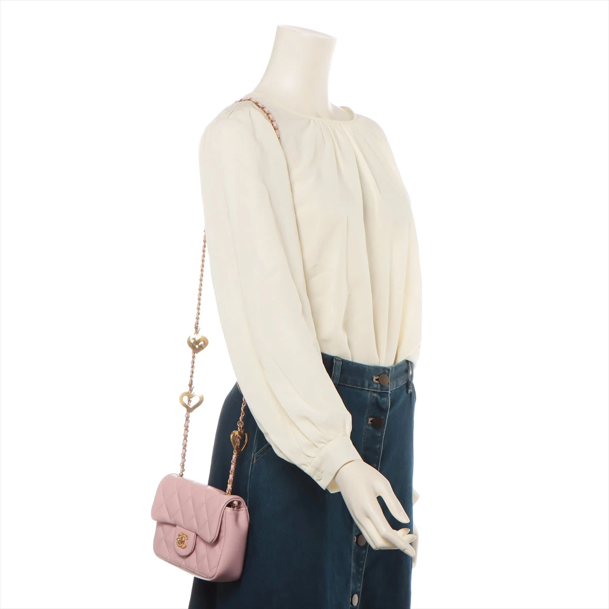 Pinky⭐︎　チェスト シャネル ミニマトラッセ ラムスキン チェーンウォレット ピンク
