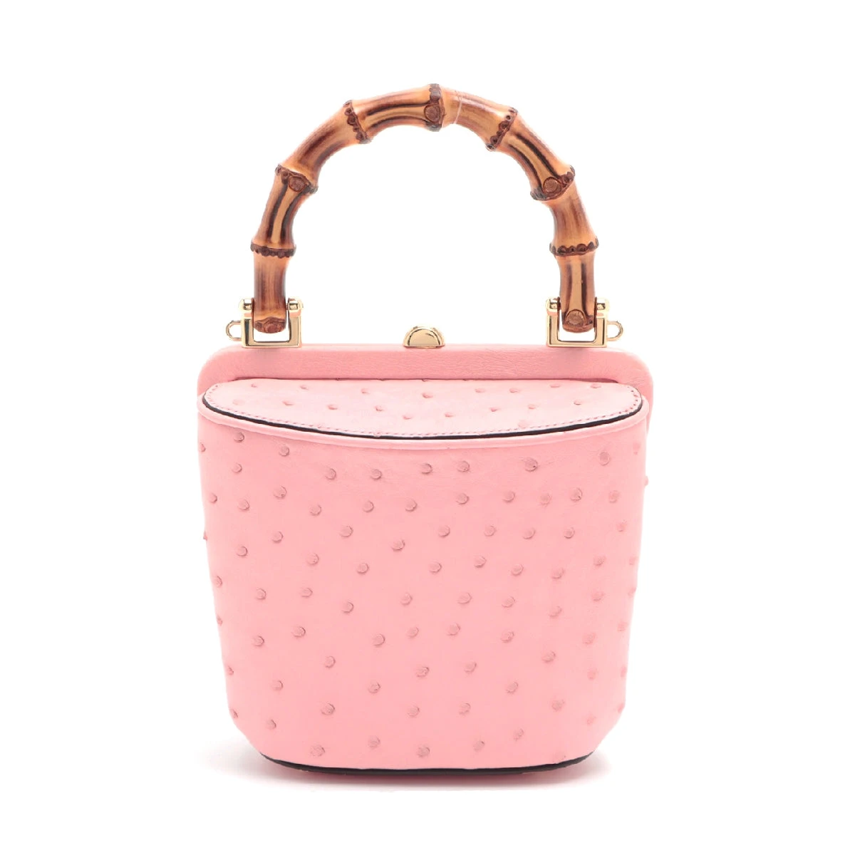 ★鑑定済み商品★GUCCI（グッチ）バンブー　2way　ピンク　ハンドバッグ グッチ バンブー ダブルG オーストリッチ 2WAYハンドバッグ