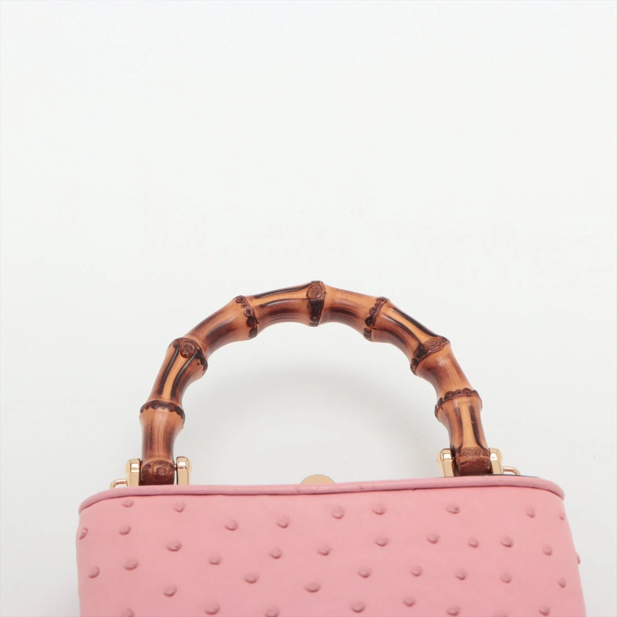★鑑定済み商品★GUCCI（グッチ）バンブー　2way　ピンク　ハンドバッグ グッチ バンブー ダブルG オーストリッチ 2WAYハンドバッグ