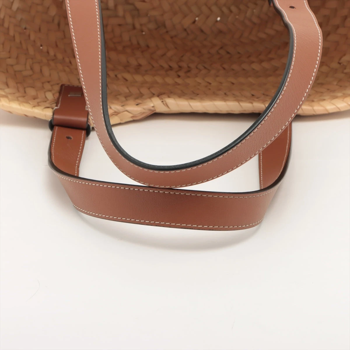 LOEWEロエベバスケットスモールラフィア×レザーハンドバッグブラウン ロエベスクエア バスケットバッグ スモール ベージュ/ブラウン