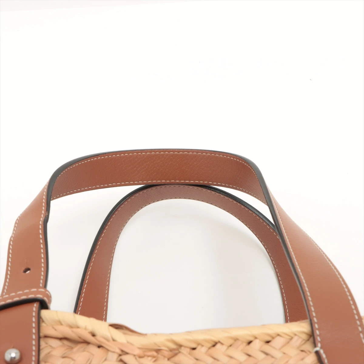 LOEWEロエベバスケットスモールラフィア×レザーハンドバッグブラウン ロエベ スクエアバスケット スモール ラフィア×レザー カゴ