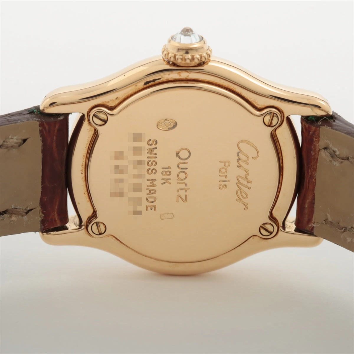 カルティエ ヴィクトリアSM 8057004 YG×革 QZ アイボリー文字盤