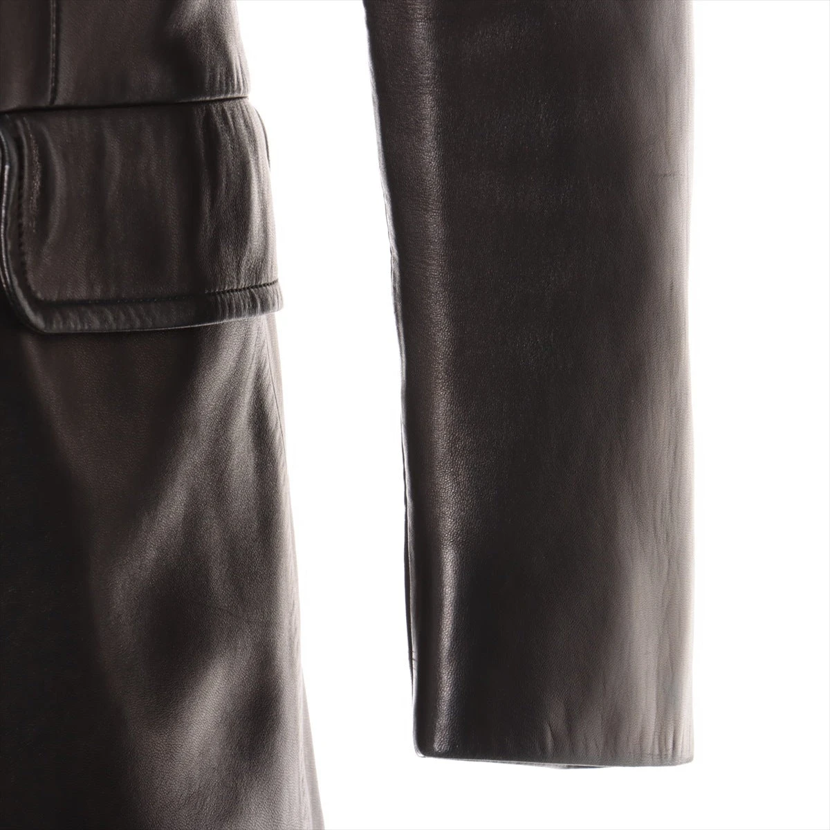 エルメス ラムスキン レザージャケット 46 メンズ ブラック A2334475