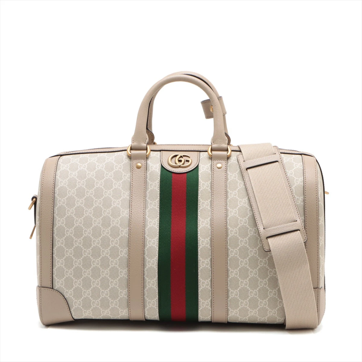 【美品】グッチ GG柄 大容量 ボストンバッグ PVC グッチ GUCCI オールドグッチ ベージュ GG柄 PVC×レザー GG
