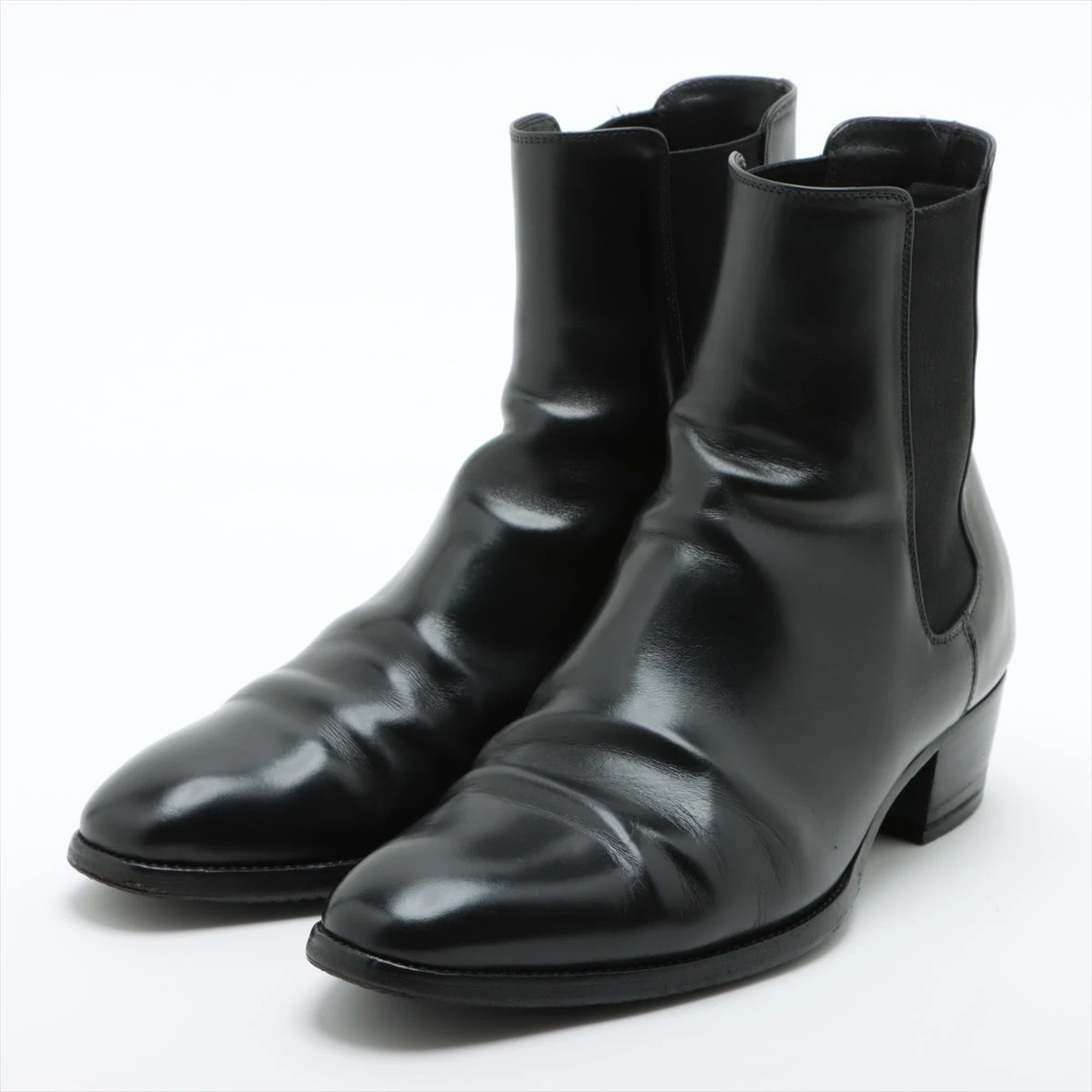 【6/24〜26のみ価格】SAINT LAURENT サイドゴアブーツ 41 サンローランパリ レザー サイドゴアブーツ 41 メンズ ブラック