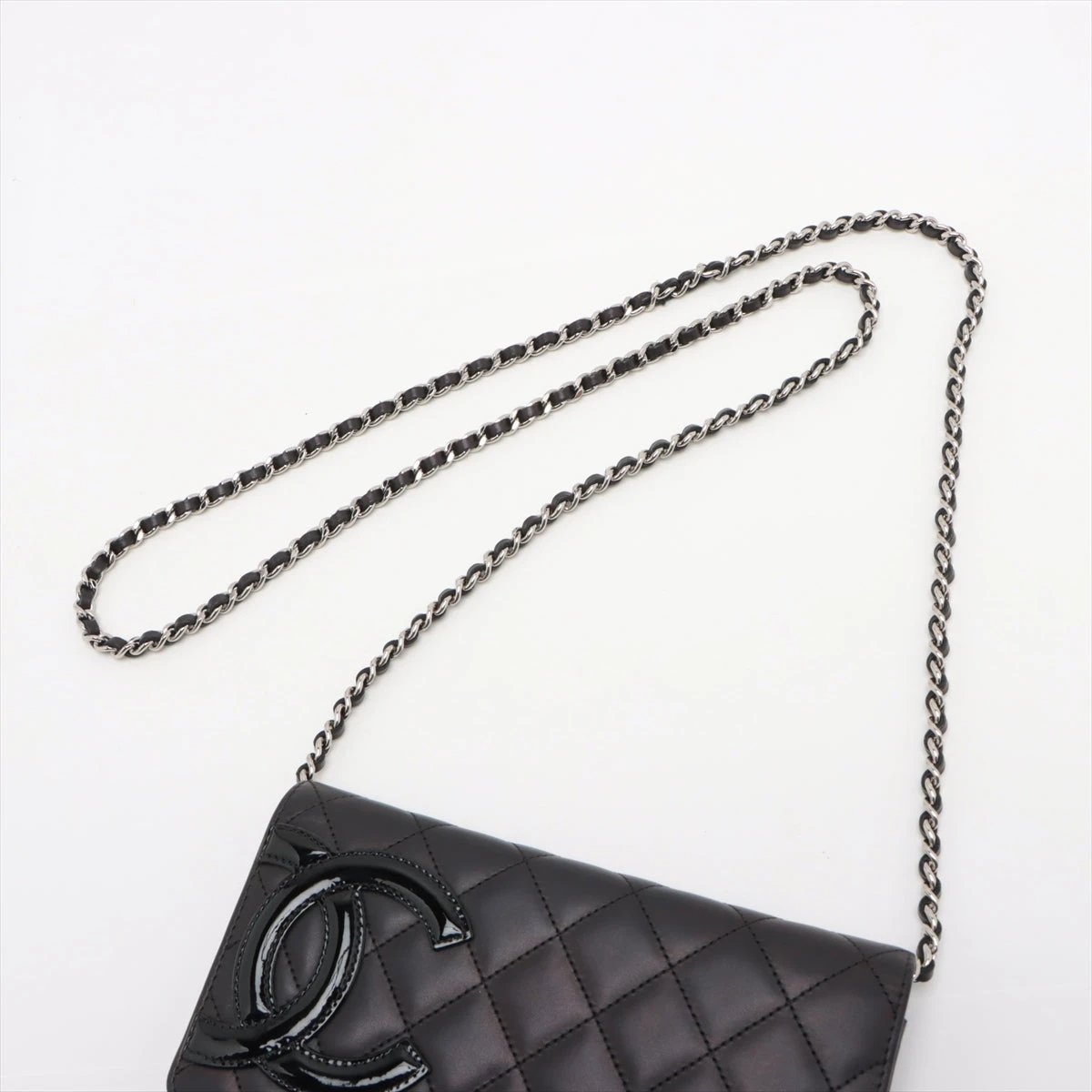H2908 シャネル カンボンライン レザー チェーンウォレット CHANEL シャネル チェーンウォレット カンボンライン シルバー
