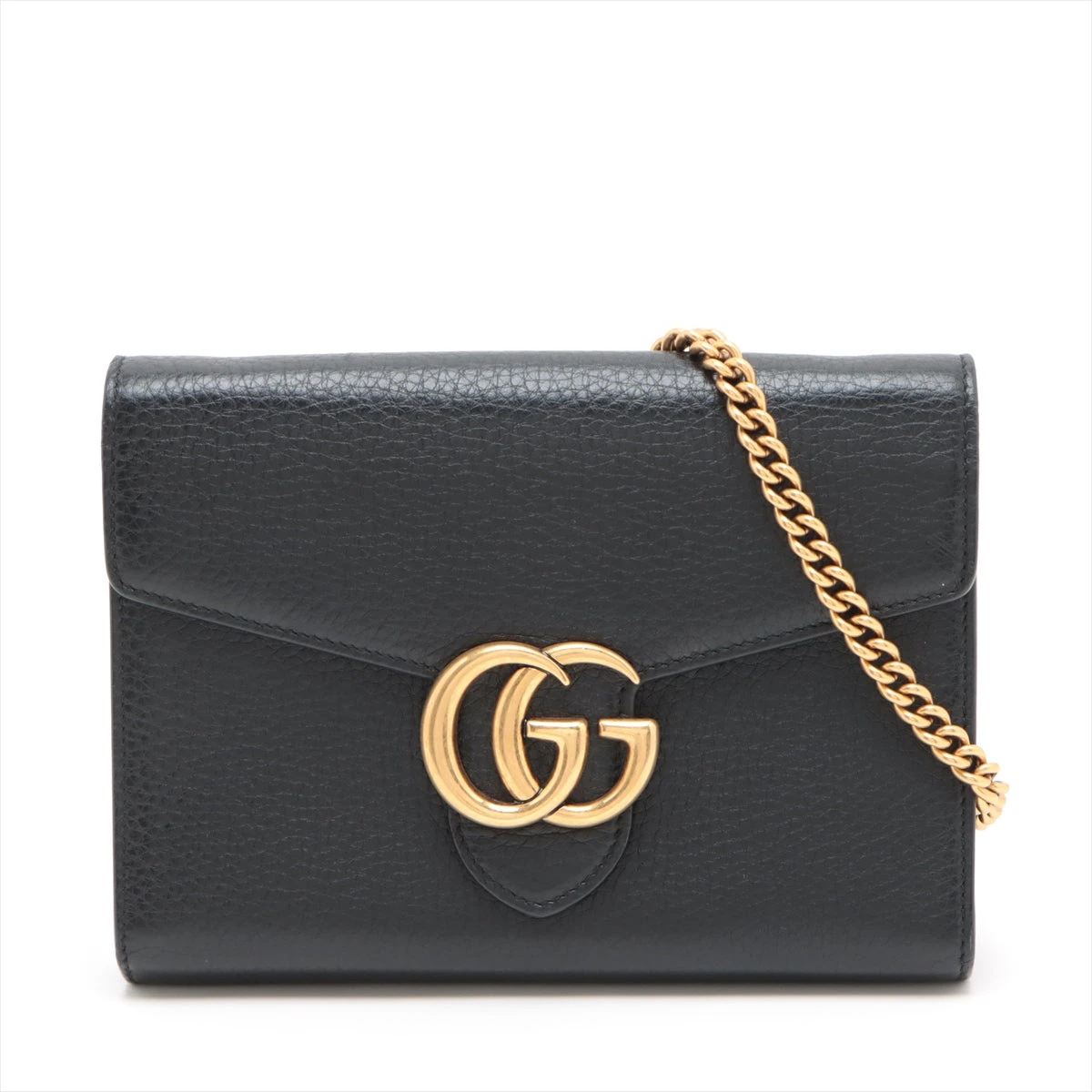 グッチ GGマーモント レザー チェーンウォレット ブラック 401232  