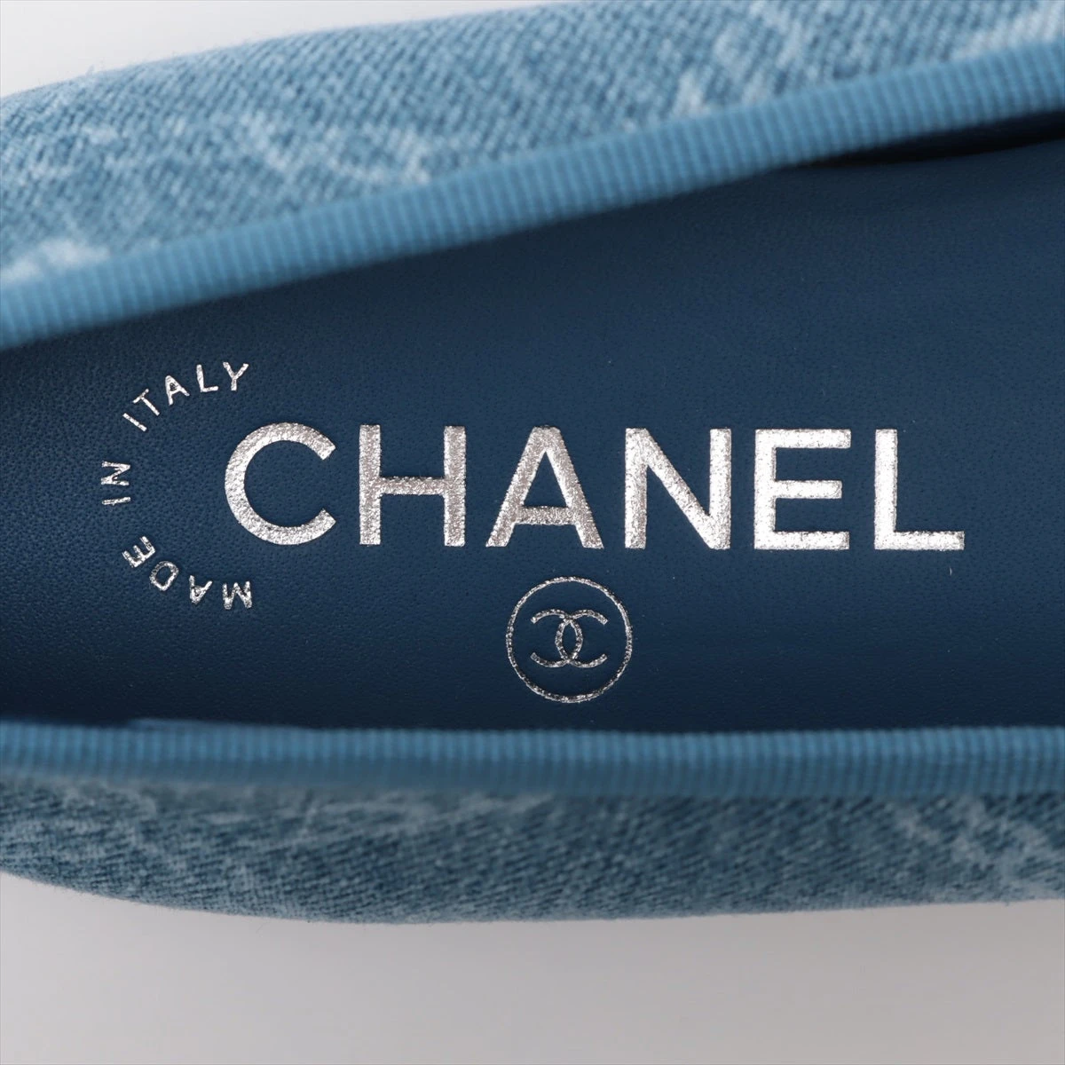 CHANEL シャネル　パンプス　靴　ブルー　37 シャネル ココマーク デニム フラットパンプス 37 レディース