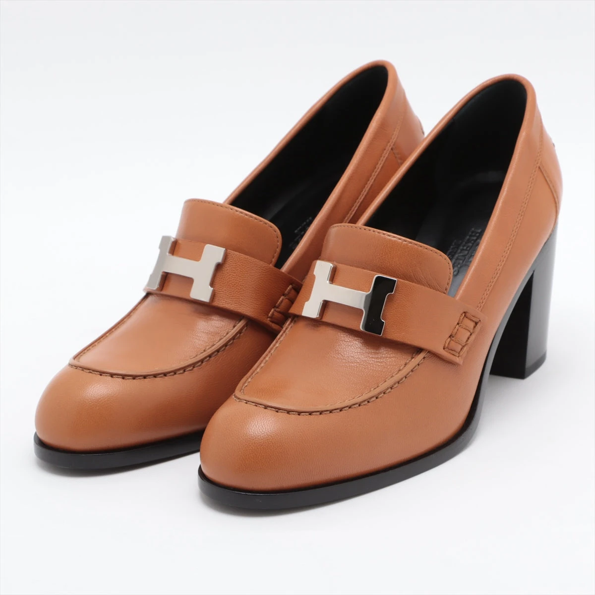 【良品】HERMES エルメス レザーパンプス エルメス コンスタンス レザー パンプス 37 レディース ブラウン