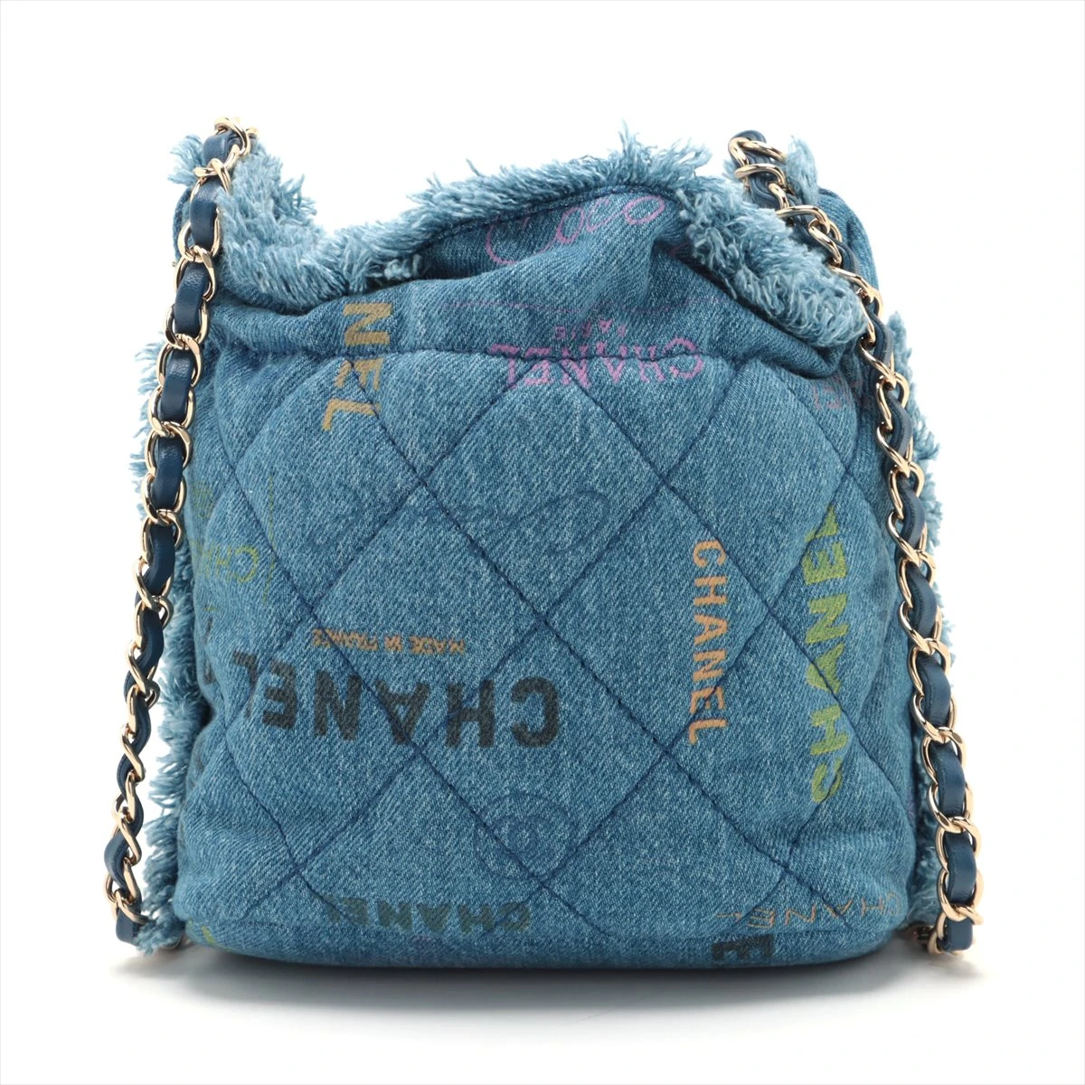 クレージュ　バッグ　ハンドバッグ　ショルダーバッグ　デニム　ロゴ　ボア　黒　巾着 巾着タイプ 刺繍 ショルダーバッグ（ショルダーバッグ）｜Port