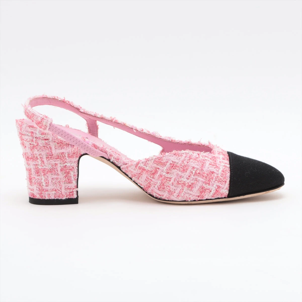 シャネル ココマーク ツイード×レザー ストラップパンプス 35C