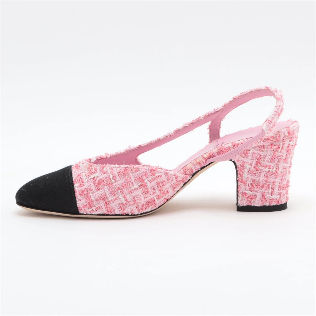 シャネル ココマーク ツイード×レザー ストラップパンプス 35C