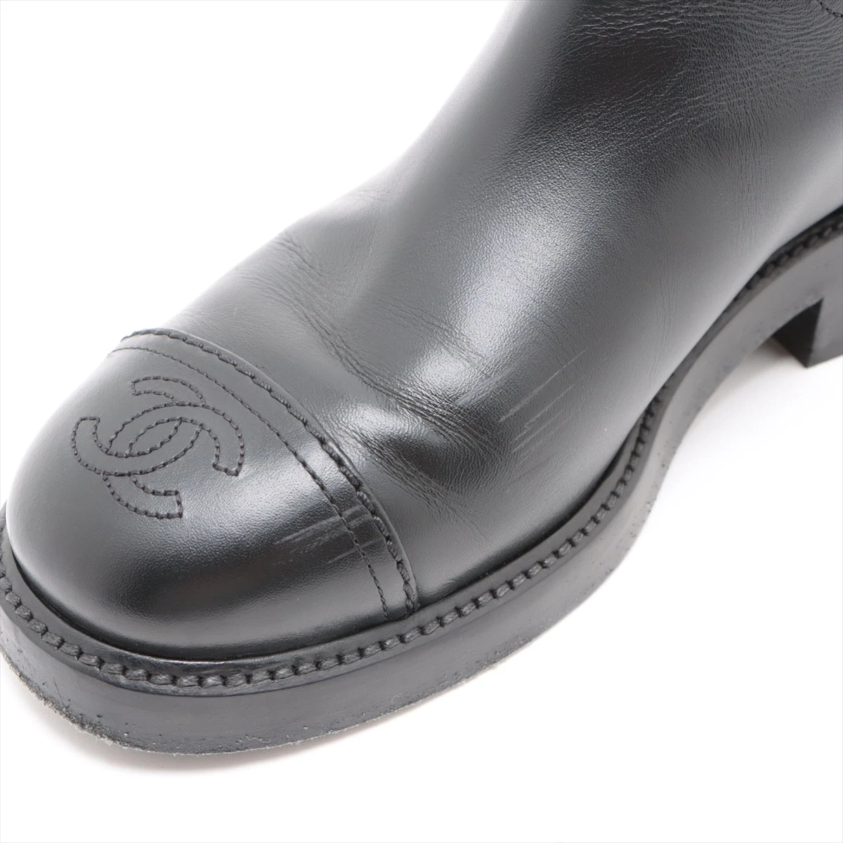 シャネル ココマーク レザー ロングブーツ 37 レディース ブラック