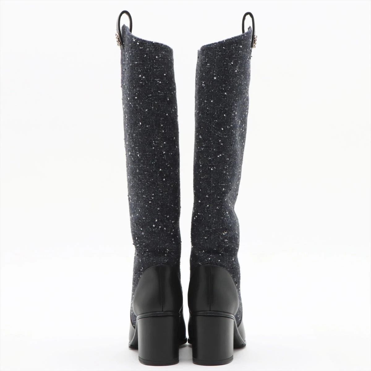 シャネル ココマーク ツイード×レザー ロングブーツ 36C レディース