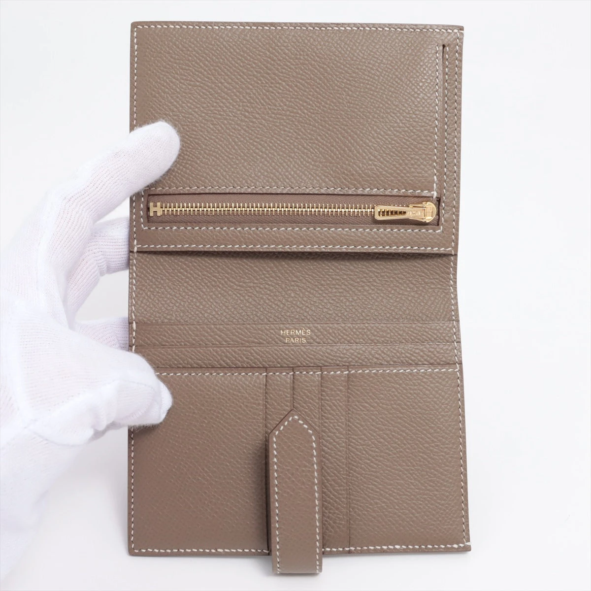 エルメス ベアンコンパクト ヴォーエプソン 財布 エトゥープ