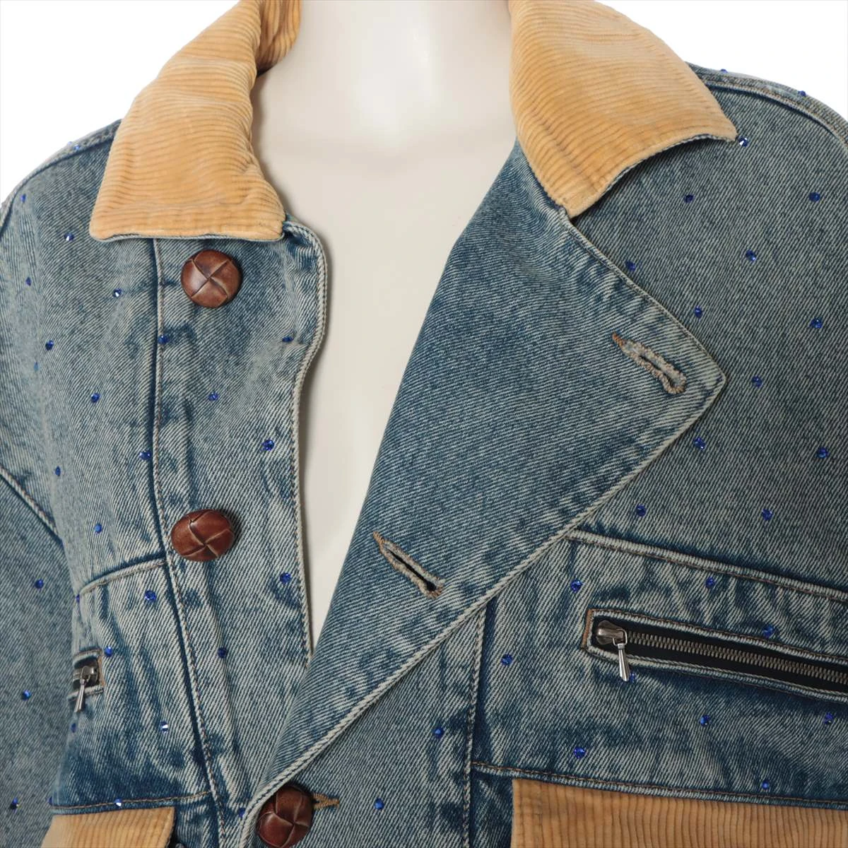 グッチ コットン×ポリウレタン デニムジャケット 50 ブルー
