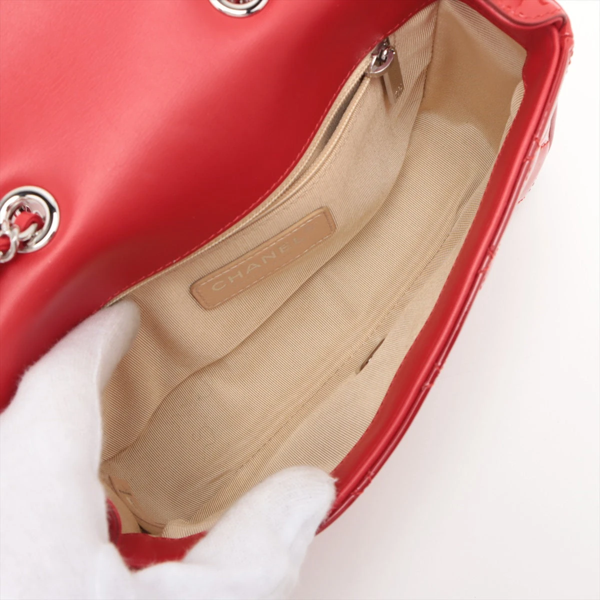 シャネル Vステッチ レザー シングルフラップ ダブルチェーン