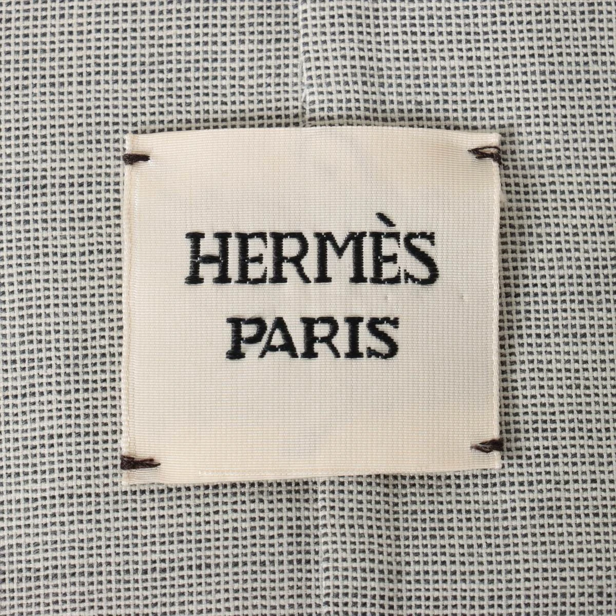 HERMES ウールコート グレー エルメス ウール×シルク ロングコート 40 レディース グレー