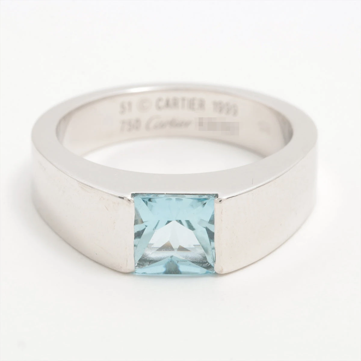 カルティエ タンク アクアマリン 51号説明必読願います カルティエ タンク アクアマリン リング 750(WG) 9.8g 51 アクア