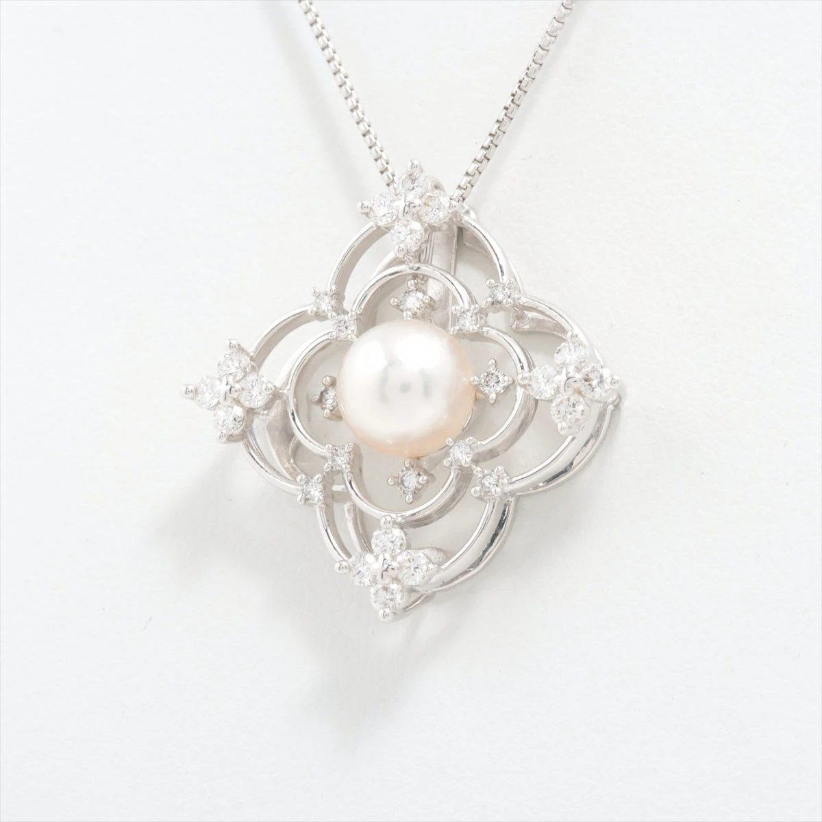 タサキ パール ダイヤ ネックレス K18WG 8.4g 0.45 0.05 約8.0mm 