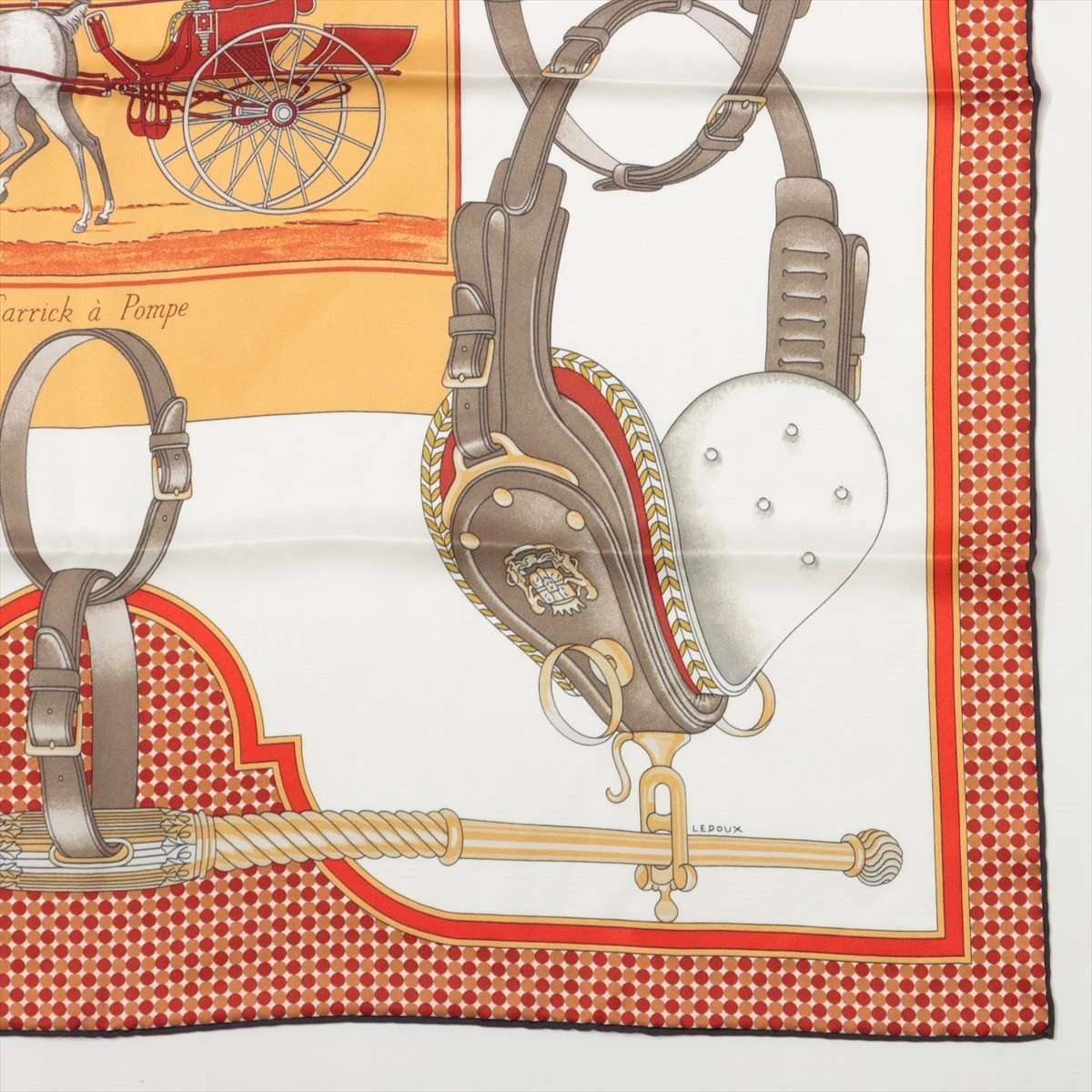 エルメス カレ70 Carrick a Pompe 馬具柄 スカーフ シルク