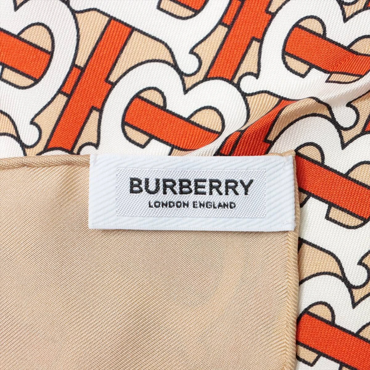 (新品) BURBERRY シルクスカーフ オレンジ/ホワイト 360402105_1.jpg