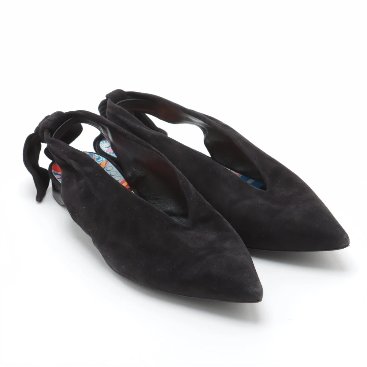 HERMES / パンプス/37/BEG/スウェード エルメス スエード×カシミヤ フラットパンプス 37 1/2 レディース