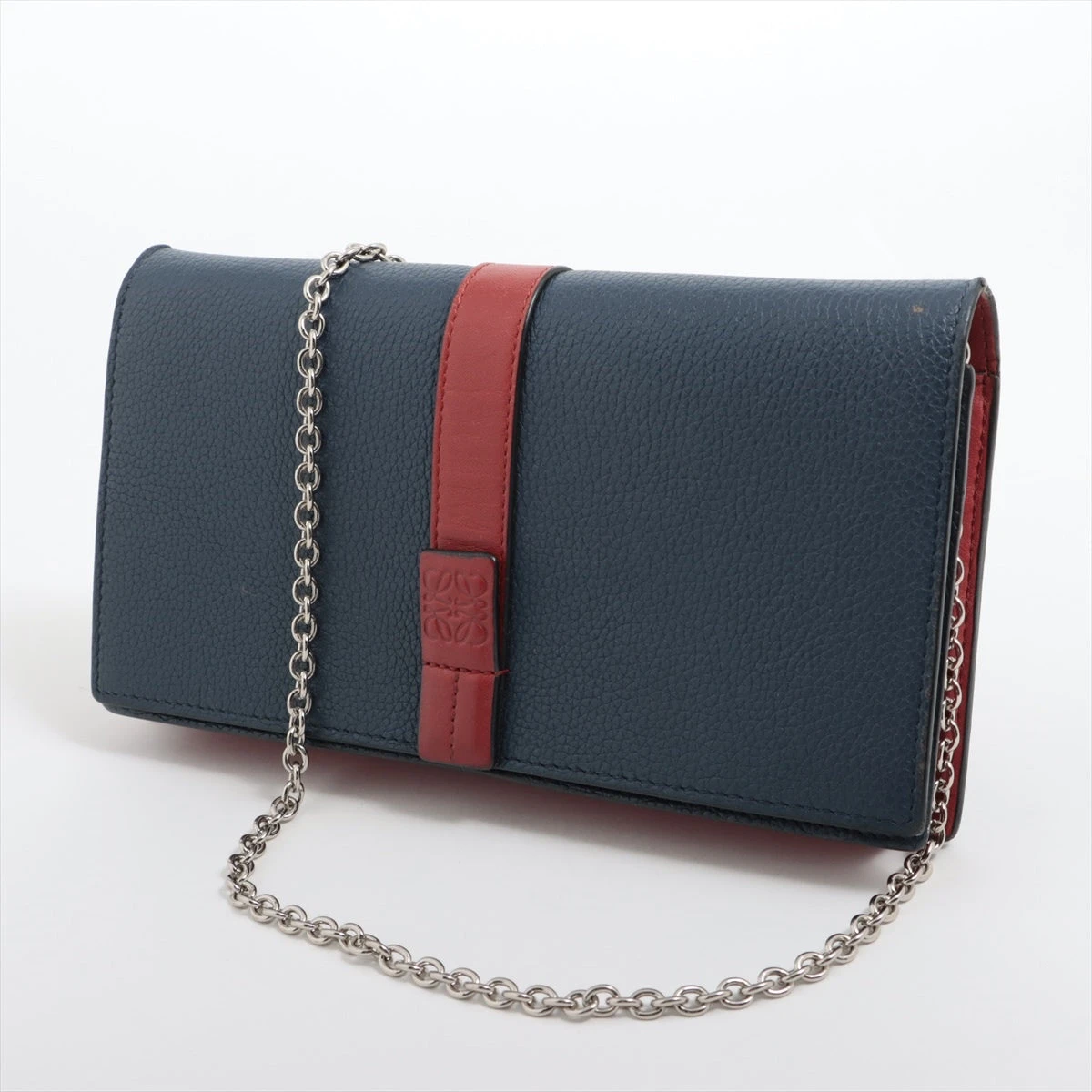 ロエベ レザー チェーンウォレット ネイビー A2344105｜中古ブランド品