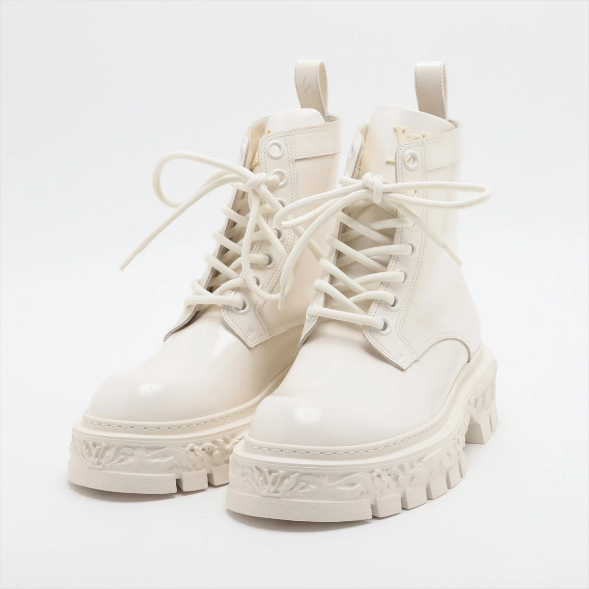 ヴィトンLOUIS VUITTONバロックライン ブーツ ヴィトン LV バロックライン 22年 レザー ショートブーツ 6 ユニ