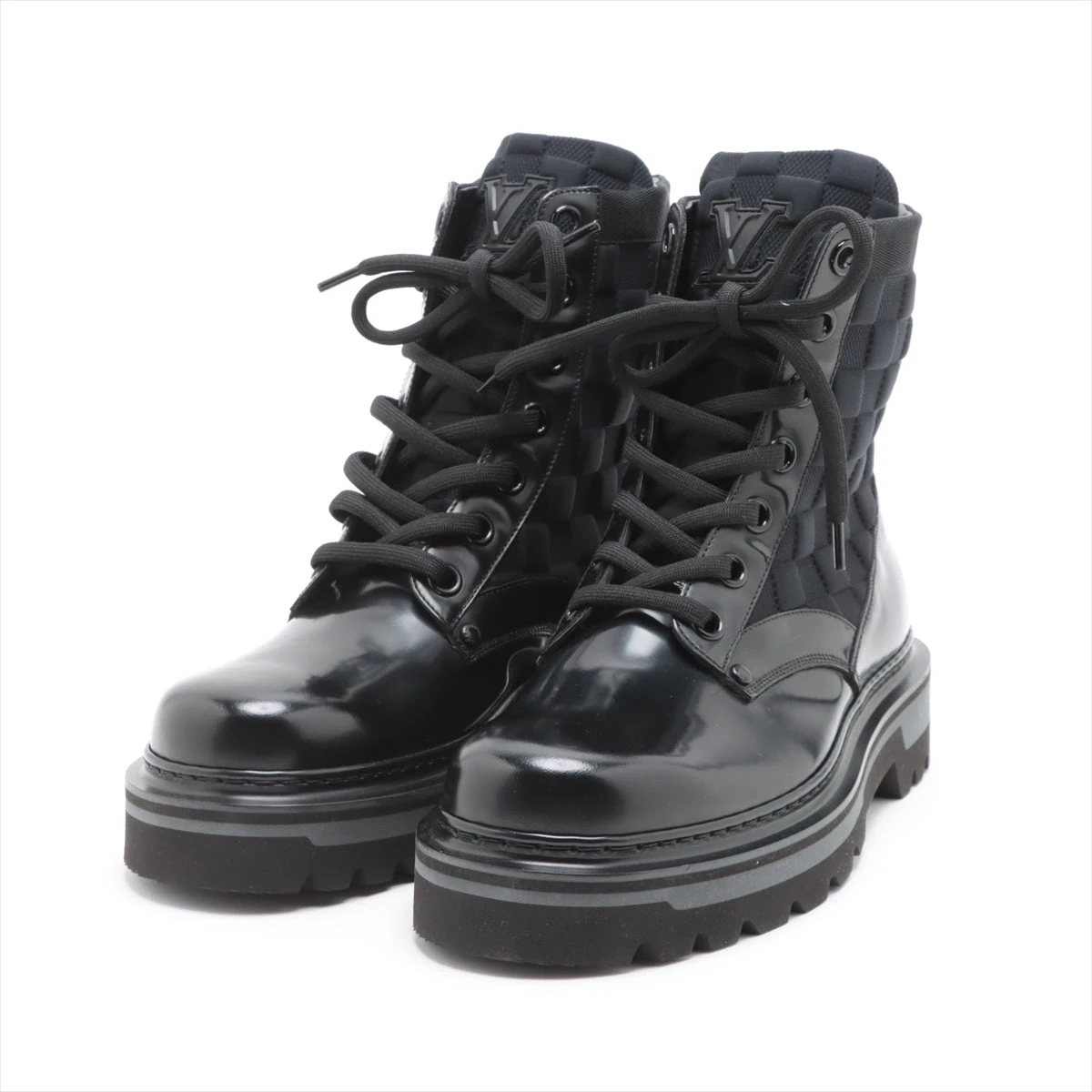 LOUIS VUITTON サイドゴアブーツ ダミエ 本革 ブラック 7 1/2 【公式通販】