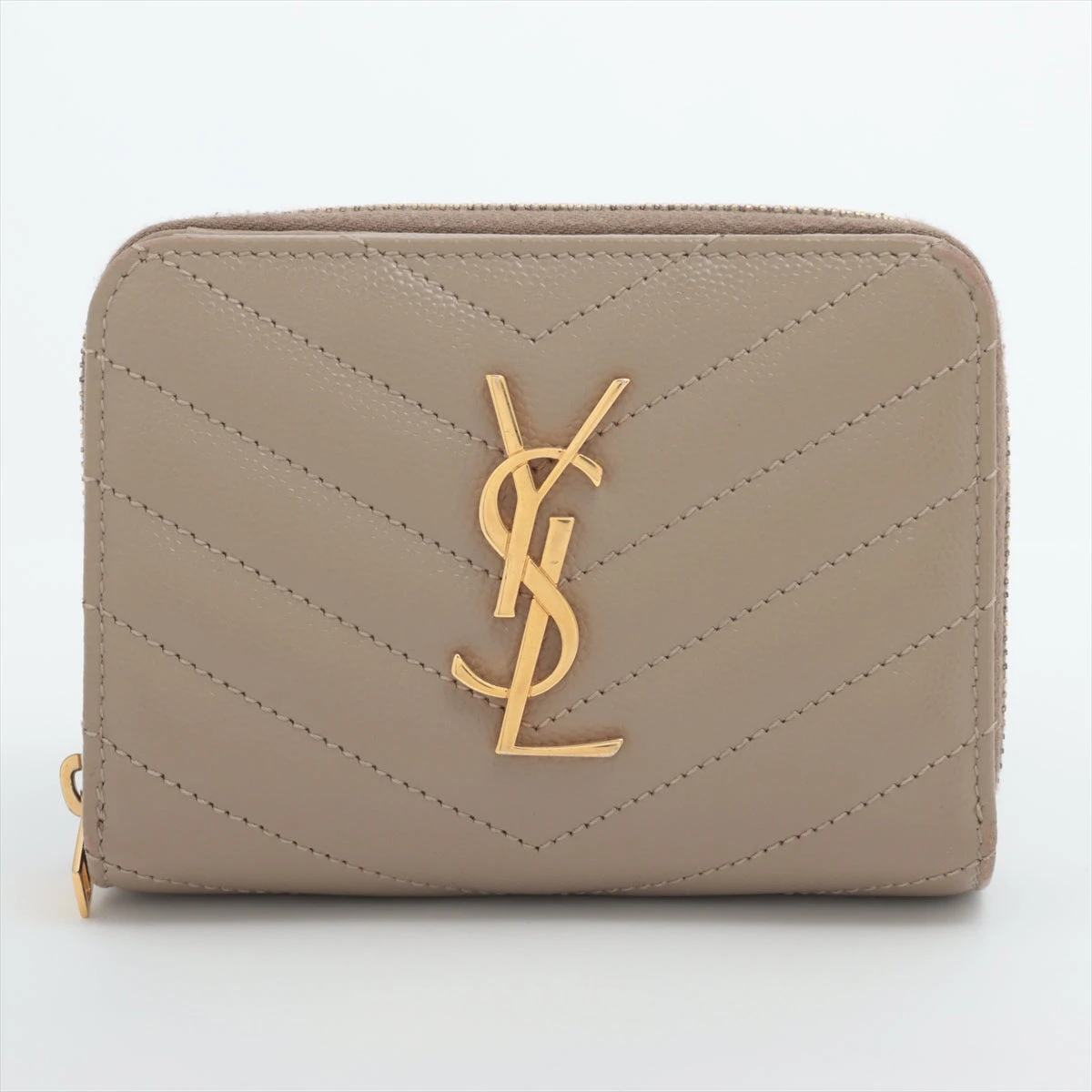 YSL 二つ折り財布 ベージュ レザー Yves Saint Laurent 二つ折り財布 レザー SAINT LAURENT - YSL
