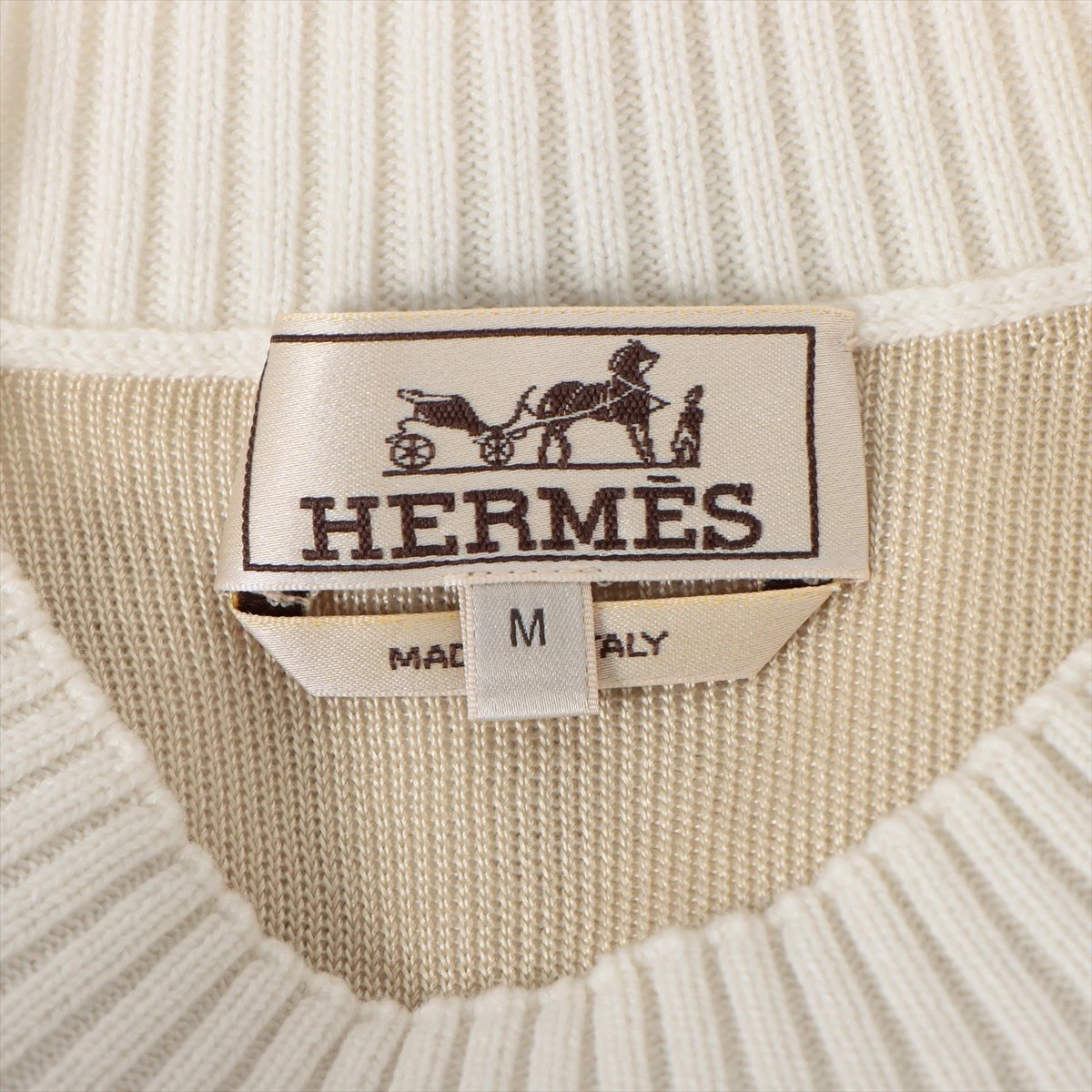 エルメス カシミヤ×シルク セーター M メンズ アイボリー ZZ016792