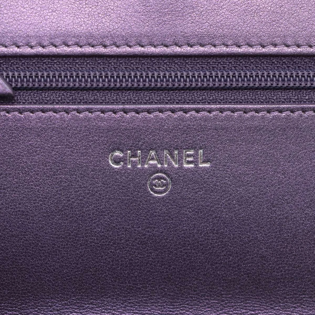 シャネル マトラッセ ラムスキン チェーンウォレット メタリック