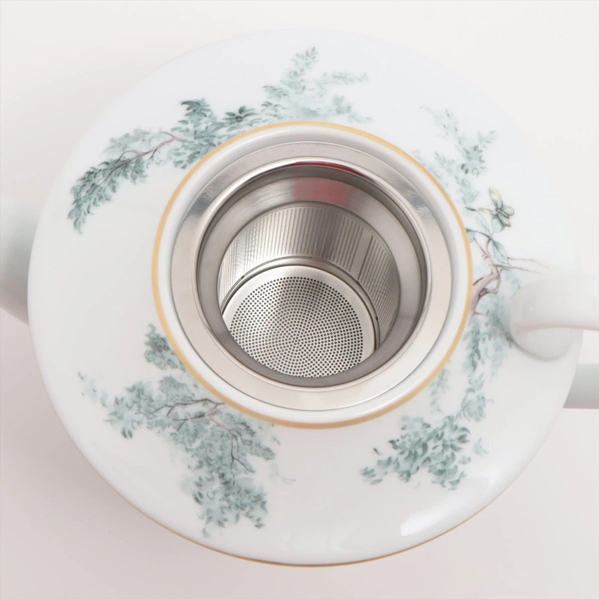 エルメス 赤道直下のスケッチ ティーポット 陶器 ホワイト×グリーン