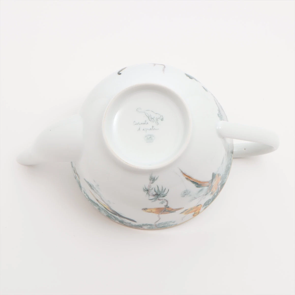 エルメス 赤道直下のスケッチ ティーポット 陶器 ホワイト×グリーン