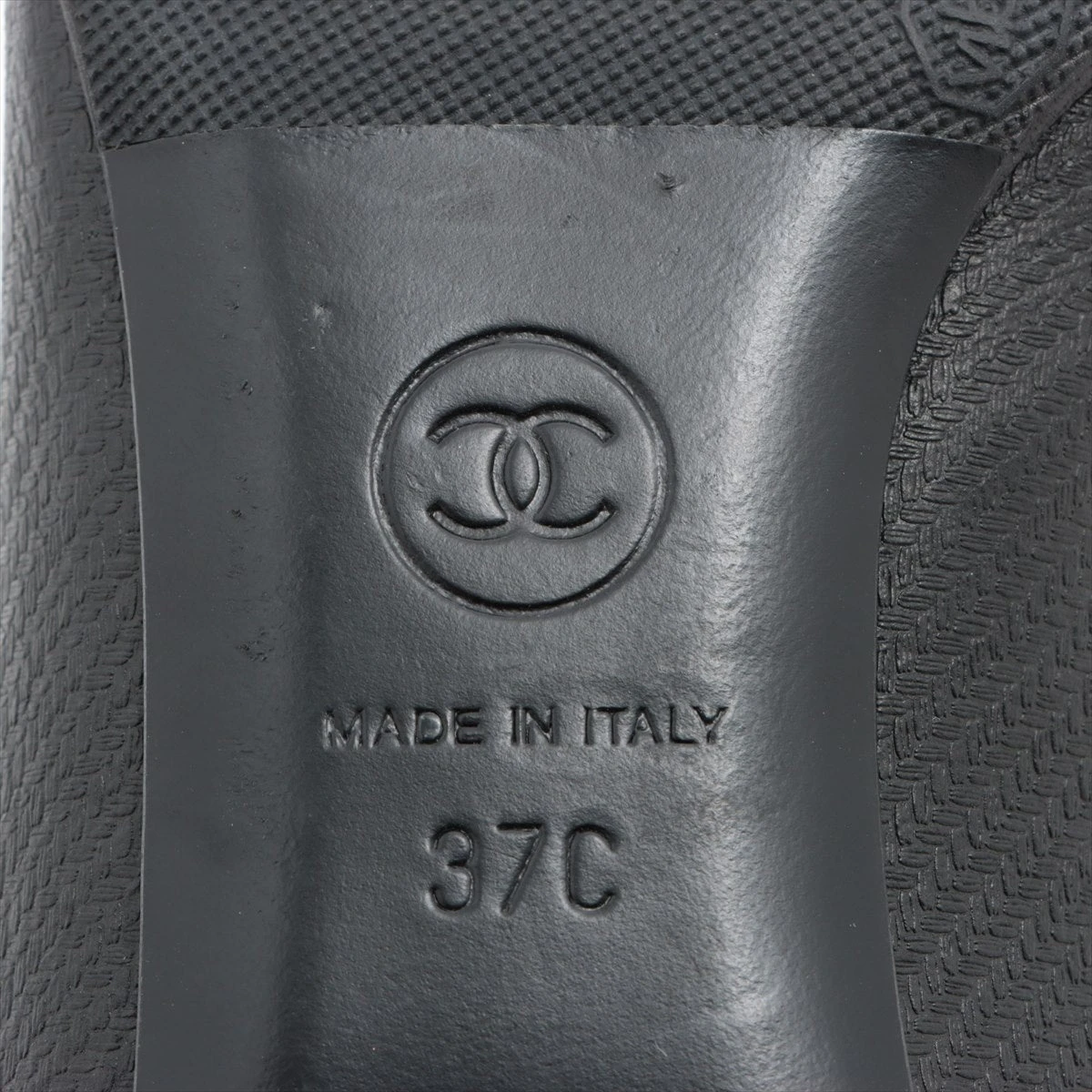 美品★CHANEL・サテンレザー ロゴパール メタルココマーク パンプス(37) シャネル ココマーク レザー パンプス 37 C レディース ブラック