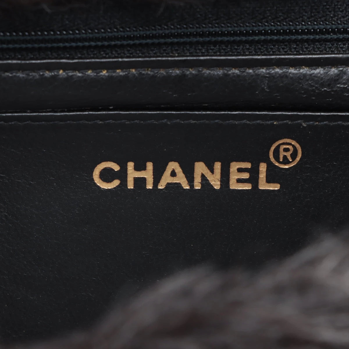 シャネル ココマーク ファー ハンドバッグ 親子バッグ グレー ゴールド