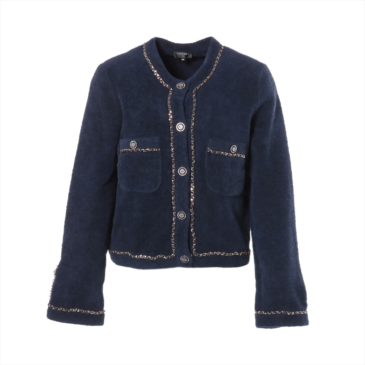 【極美品】pierre cardin　レディース　46号　 ジャケット　ネイビー 極美品】pierre cardin レディース 46号 ジャケット ネイビー