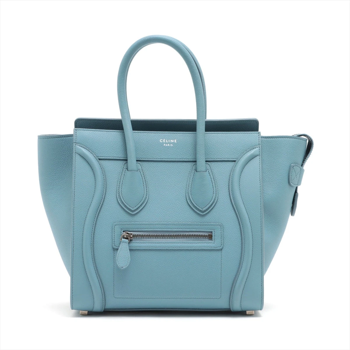 セリーヌトートバッグラゲージマイクロショッパーレザーブルー