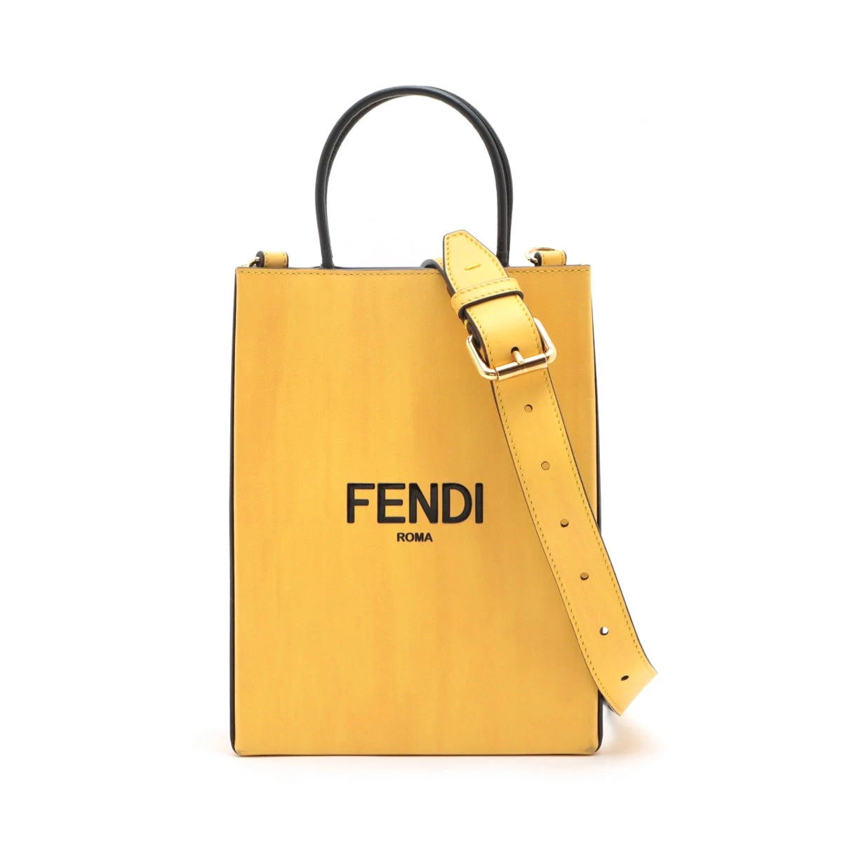フェンディ ショッピングバッグ レザー 2WAYハンドバッグ イエロー 