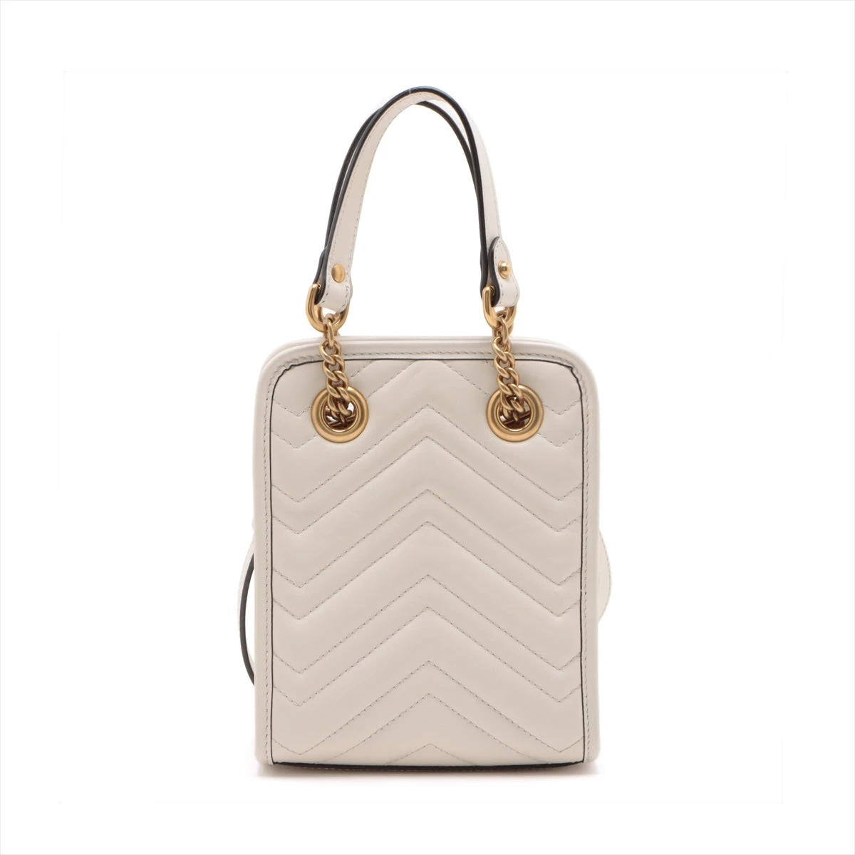 グッチ GGマーモント レザー 2WAYハンドバッグ ホワイト 696123