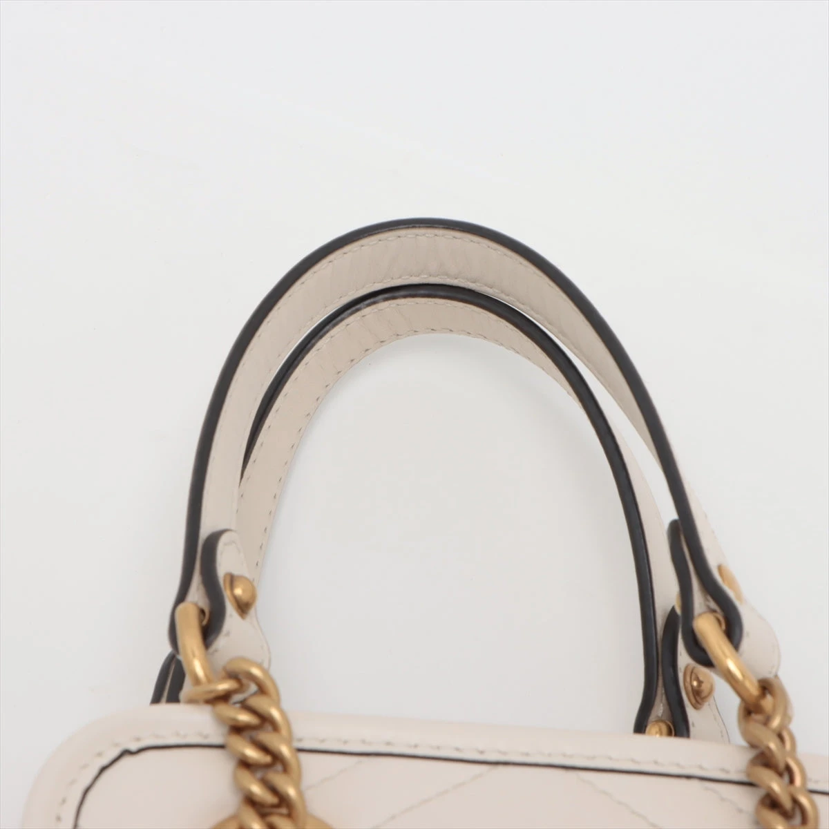 グッチ GGマーモント リボン ハンドバッグ 2way ショルダー レザー 白系 グッチ GGマーモント リボン ハンドバッグ 2way ショルダー